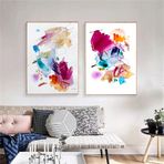 Sarah Duke 2'li set soyut poster, renkli sulu boya sanatı duvar resimleri, çerçevesiz, şık kanvas poster, yatak odası, oturma odası için modern duvar dekorasyonu (50 x 70 cm)