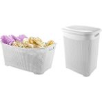 Saral Beyaz Plastik Damla Kirli Çamaşır Sepeti 2'li Set