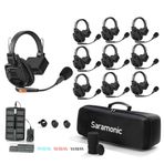 Saramonic WiTalk9-9S 9 Kişilik 1.9GHz Tek Kulak Kulaklıklı Tam Dubleks Kablosuz İnterkom Sistemi, 500m Menzil, 30 Kullanıcıya Genişletilebilir, 4 Pil, 10 Yuvalı Şarj Cihazı ve Deluxe Taşıma Çantası