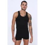 Saran Erkek Ribana Klasik Askılı Atlet 3004 - 6 Adet Siyah 2Xl