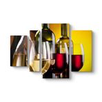 Şarap Kadehleri ve Şişeler Tablosu 119 x 80-4 Parçalı