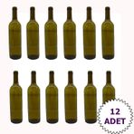 Şarap Şişesi, Mantar Kapaklı Cam Yağ Şişesi 750 Ml 12 Adet
