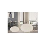 Sarar 2 Li Yuvarlak Post Peluş Banyo Paspası Takımı Büyük Boy Jel Taban Klozet Takım Beyaz 100x100 80x80 ELEGANS88