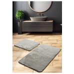 Sarar A Kalite Peluş Gri Kaymaz Taban 2'li Banyo Paspası Takımı 100x60/60x50 Cm