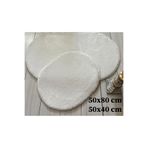 Sarar Beyaz 2Lİ Banyo Paspası Halısı Peluş Halı Klozet Takımı 50x80-50x40 OVAL