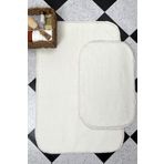 Sarar Beyaz Banyo Paspas Takımı 2'li Yumuşak Pelüş Tüylü Kaymaz Tabanlı ( 60x100 / 40x60 ) bp3