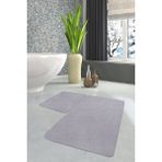 Sarar İkili Banyo Paspası Klozet Takımı Açık Gri Post Peluş Halı Antibakteriyel - 60 x 100 - 50 x 60 cm