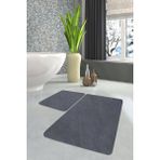 Sarar İkili Banyo Paspası Klozet Takımı Antrasit Post Peluş Halı Antibakteriyel - 60 x 100 - 50 x 60 cm