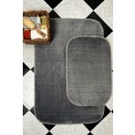 Sarar Koyu Gri Banyo Paspas Takımı 2'li Yumuşak Pelüş Tüylü Kaymaz Tabanlı ( 60x100 / 40x60 )