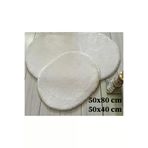 Sarar KYHN1-SARARpost Beyaz 2Li Banyo Paspası Halısı Peluş Halı Klozet Takımı 50X80-50X40 Oval