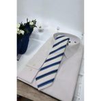 Sarar Microfibre 7 cm Çizgili Beyaz-Lacivert Kravat KR-64