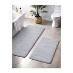 Sarar Peluş Kaymaz Taban Makinede Yıkanabilir 2'li Büyük Xl Boy Banyo Takım Paspası (80x120 80x50)GRİ