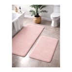 Sarar Peluş Kaymaz Taban Makinede Yıkanabilir 2'li Büyük Xl Boy Banyo Takım Paspası (80x120 80x50)PUDRA