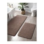 Sarar Peluş Kaymaz Taban Makinede Yıkanabilir 2'li Büyük Xl Boy Banyo Takım Paspası (80x120 80x50)VİZON