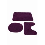 Sarar Peluş Kaymaz Yıkanabilir Banyo Paspası Klozet Takımı 3'Lü 50x80/50x60/40x45(klozet kapağı) LACİVERT