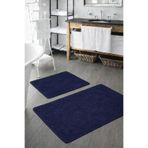 Sarar Peluş Yıkanabilir Lacivert Kaymaz Taban 2'li Banyo Paspası Takımı (50X80 50X40)