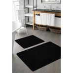 Sarar Peluş Yıkanabilir Siyah Kaymaz Taban 2'li Banyo Paspası Takımı (50X80 50X40)