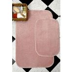 Sarar Pembe Banyo Paspas Takımı 2'li Yumuşak Pelüş Tüylü Kaymaz Tabanlı ( 60x100 / 40x60 )