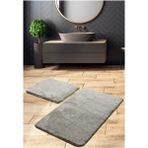Sarar Post Peluş Banyo Paspas Takımı 2'li Jel Kaymaz Taban Klozet Takımı Gri 100X60 - 50X 60 - Renkli