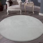 Sarar Post Pofuduk Beyaz Yuvarlak Kaymaz Taban 200x200 cm Salon Halı