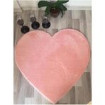 Sarar Seria Halı Modern Pembe Kalp Post Halı Kaymaz Tabanlı Oval Mutfak Halısı Yıkanabilir 80 x 80 cm