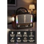 Saravita Retro Bluetooth Hoparlörlü Radyo LED Işıklı El Fenerli Şarjlı Taşınabilir Speaker - Kahverengi