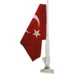 Saray Plastik Bayrak Direği Bayraklı 40 cm Tekne Için - Siyah - Gümüş