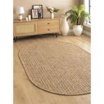 Saraz Halı OVAL Sisal Jut Hasır Model Tek Renk Dokuma Yıkanabilir Toz Vermez Halı Bej - 80 x 100 cm