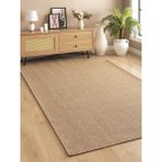 Saraz Halı Sisal Jut Hasır Model Tek Renk Dokuma Yıkanabilir Toz Vermez Halı Krem - Kahve - 80 x 350 cm
