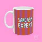 Sarcasm Expert Yazılı Eğlence ve Mizah Temalı Esprili Hediyelik Porselen Kahve Kupası - Beyaz - 325 ml