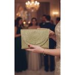 Sarda Simli Abiye Çanta – Şık Portföy El Çantası, Gece & Davet Kombinleri Için Işıltılı Clutch Modeli - Gold