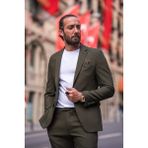 Sardınelli Erkek Takım Elbise Mono Yaka - 48 - Haki