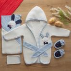 Sare Baby Bebek Bornoz Seti Erkek - Lacivert - 0 - 2 Yaş