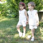 Sare Baby Müslin Kolsuz Yazlık Bebek Takımı - 3 - 4 Yaş - Ekru
