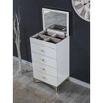 Sare Home Arya Modern Şifonyer 4 Çekmeceli 60x106 cm Beyaz Aksesuar Bölmeli Tasarım
