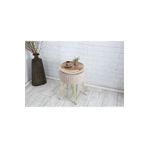 Sare Home Bianco Metal Ayaklı Puflu Sehpa Altın Bej (GOLD BEİGE)