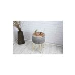 Sare Home Bianco Metal Ayaklı Puflu Sehpa Altın Gümüş Gri (GOLD SİLVER GREY)