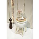 Sare Home Bianco Metal Ayaklı Puflu Sehpa Altın Kırık Beyaz (GOLD OFF WHİTE)