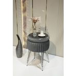 Sare Home Bianco Metal Ayaklı Puflu Sehpa Krom Antrasit Gri (CHROME ANTHRACİTE GRAY)