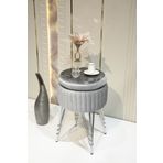 Sare Home Bianco Metal Ayaklı Puflu Sehpa Krom Gümüş Gri (CHROME SİLVER GRAY)