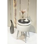 Sare Home Bianco Metal Ayaklı Puflu Sehpa Krom Kırık Beyaz (CHROME OFF-WHİTE)
