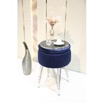 Sare Home Bianco Metal Ayaklı Puflu Sehpa Krom Koyu Mavi (CHROME DARK BLUE)