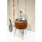 Sare Home Bianco Metal Ayaklı Puflu Sehpa Krom Turuncu (CHROME ORANGE)