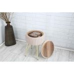 Sare Home Bianco Metal Ayaklı Sehpalı Puf Altın Bej (Gold Beige) - Krem