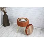 Sare Home Bianco Metal Ayaklı Sehpalı Puf Altın Turuncu (GOLD ORANGE)