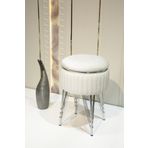 Sare Home Bianco Metal Ayaklı Sehpalı Puf Krom Kırık Beyaz (CHROME OF WHİTE)