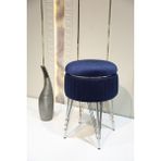 Sare Home Bianco Metal Ayaklı Sehpalı Puf - Lacivert - Silver
