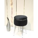 Sare Home Bianco Metal Ayaklı Sehpalı Puf - Siyah - Gümüş