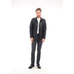 Sare Mod Erkek Siyah Deri Biker Ceket - 2XL - 001 Siyah - Regular Fit