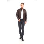 Sare Mod Hakim Yaka Koyu Kahverengi Erkek Biker Deri Ceket - 4XL - 0-Kahverengi - Regular Fit